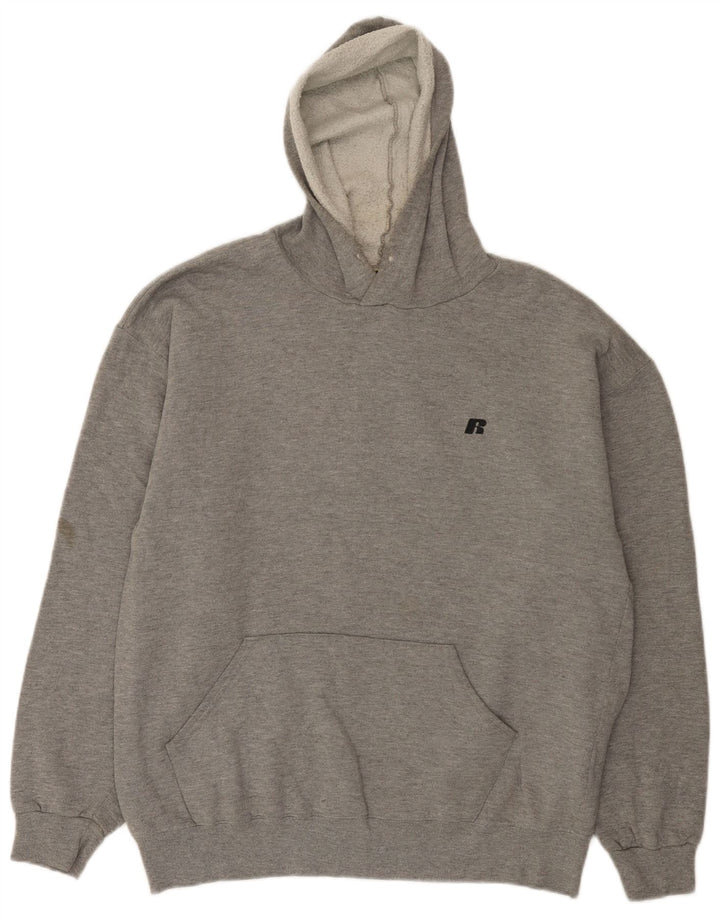 Russell Athletic Mens Hoodie Jumper Large Grey Cotton