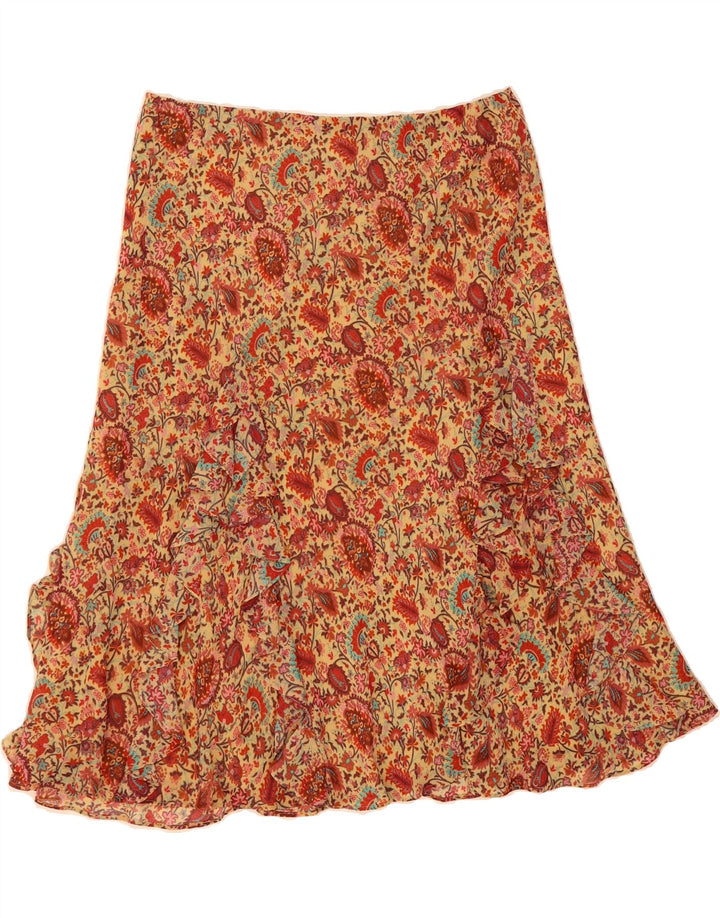 CHAPS Womens A-Line Skirt Large W32  Beige Floral Polyester Vintage Chaps and Second-Hand Chaps from Messina Hembry 
