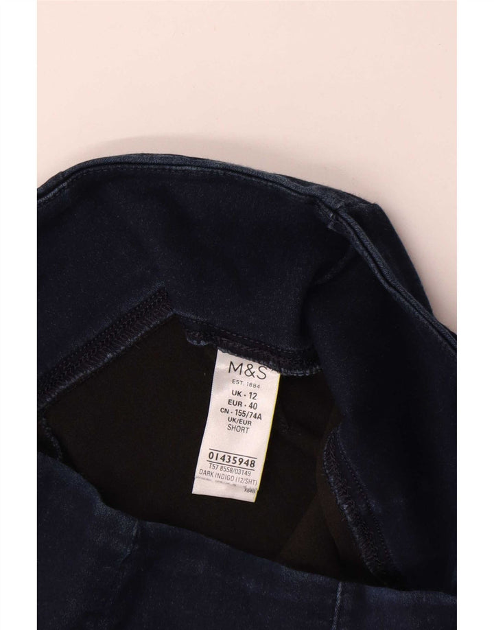 Marks & Spencer Womens Cropped Trousers UK 12 Medium W28 L24 Navy Blue