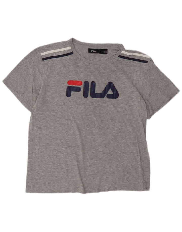 FILA Herre grafisk T-shirt top mellemgrå flækket bomuld