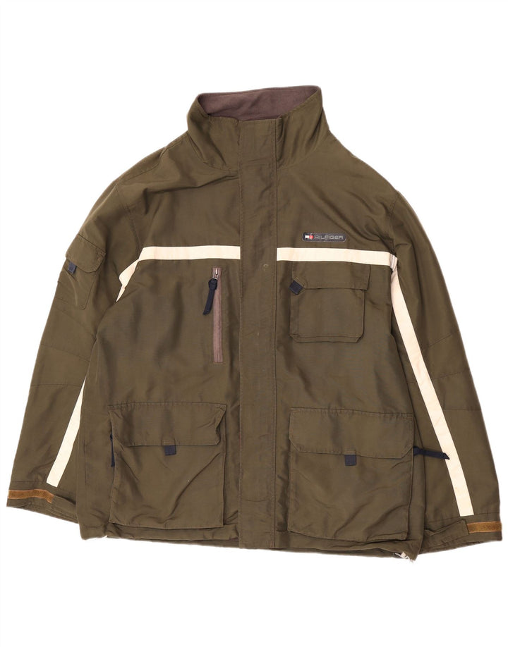 Tommy Hilfiger Mens Utility Jacket UK 40 Large Khaki Colourblock Polyester