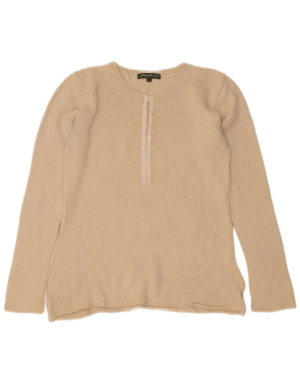 Eddie Bauer Womens Boat Neck Jumper Sweater UK 14 Large Off White Viscose