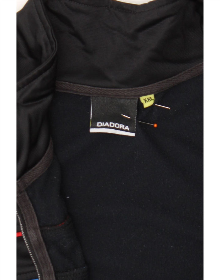 DIADORA Womens Tracksuit Top Jacket UK 20 2XL Black Polyester Vintage Diadora and Second-Hand Diadora from Messina Hembry 