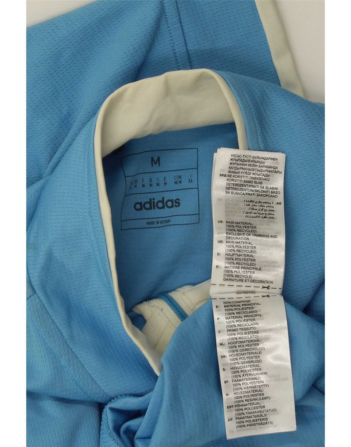 Adidas Mens Zip Neck Pullover Tracksuit Top Medium Blue Polyester