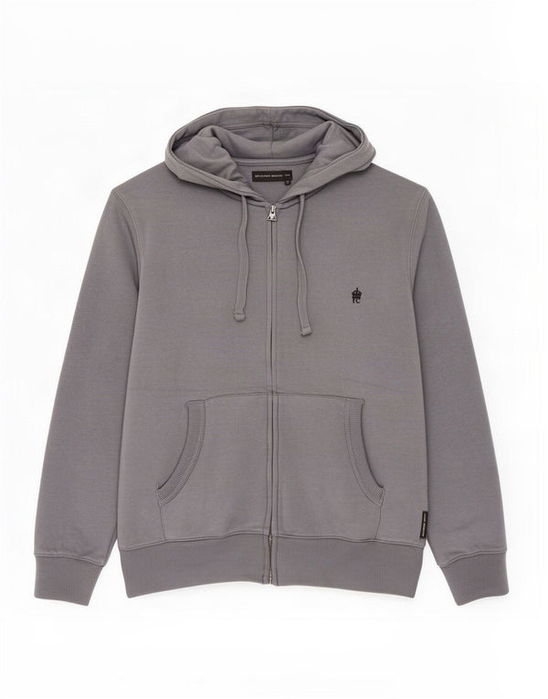 French Connection Mens Zip Hoodie Sweater Medium Grey Cotton