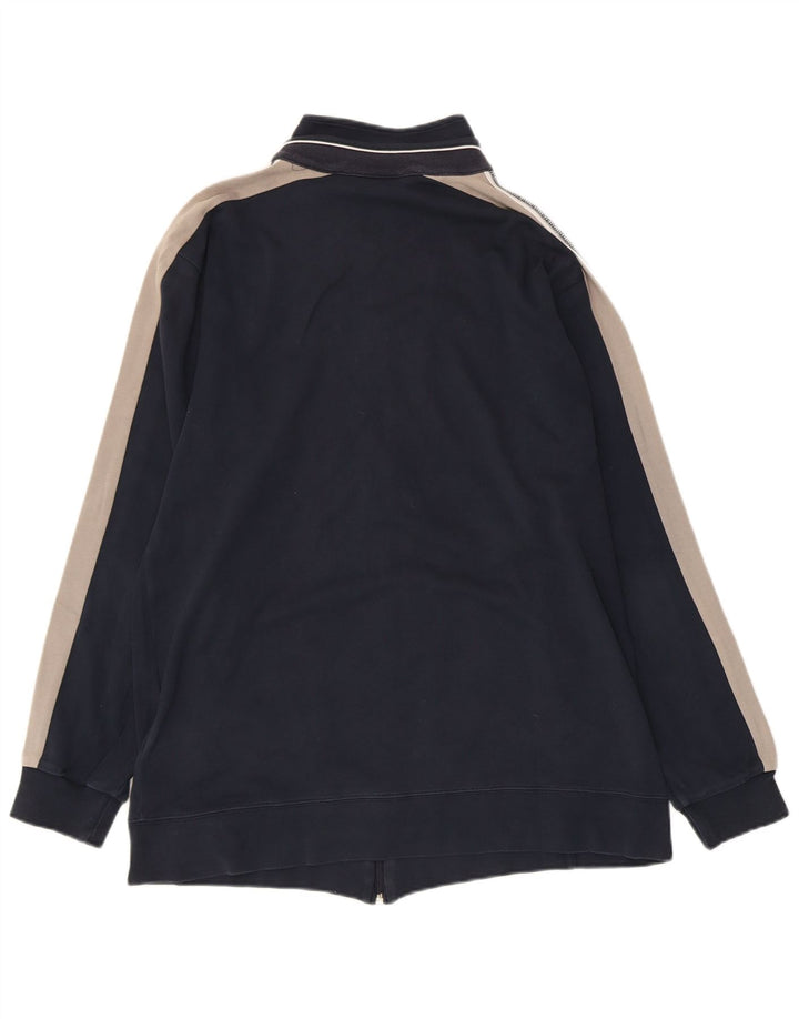 CHAMPION Mens Tracksuit Top Jacket Large Navy Blue Colourblock Cotton