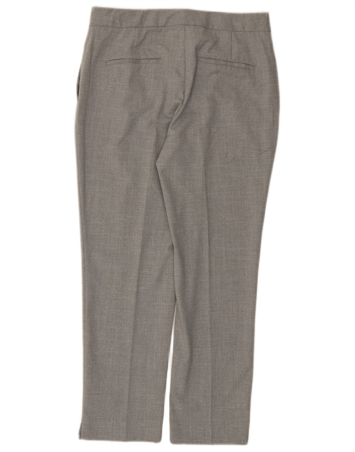 Calça feminina ZARA de terno reto EU 40 médio W30 L26 poliéster cinza