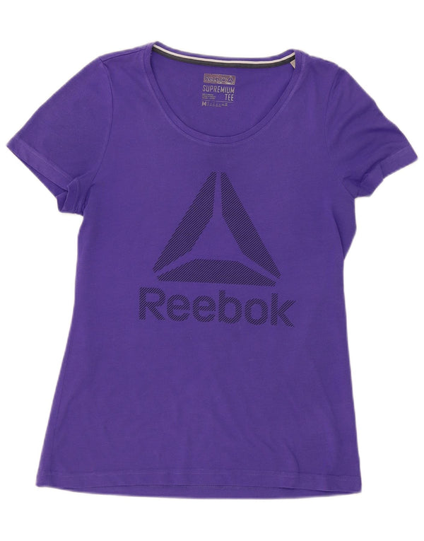 Reebok Dame T-Shirt Top UK 12 Medium Lilla Polyester