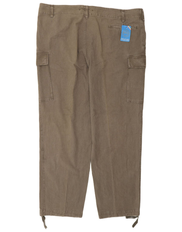 Vintage muške ravne kargo hlače IT 60 5XL W52 L34 kaki pamuk