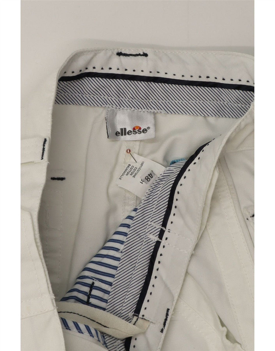 ELLESSE Mens Chino Shorts IT 48 Medium W32  White Cotton