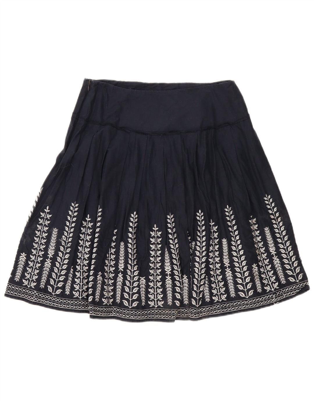 Marks & Spencer Womens Pleated A-Line Skirt W30 Medium  Navy Blue Floral