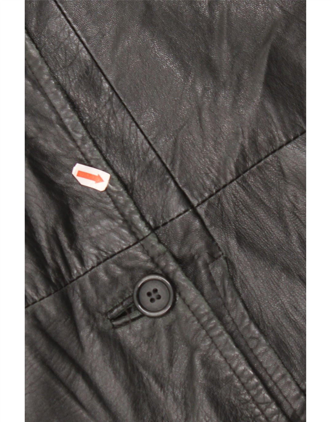 VINTAGE Womens Leather Coat IT 48 XL Black