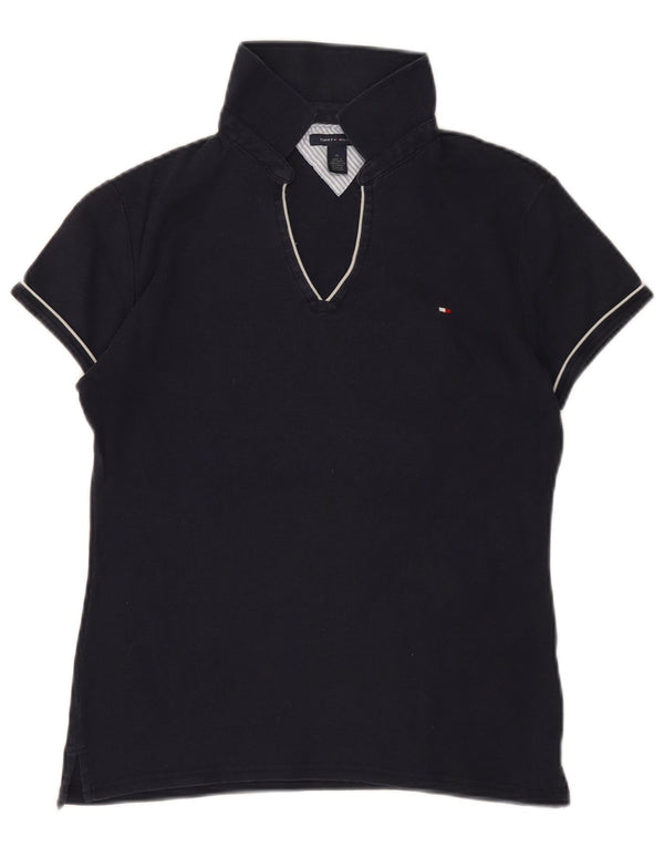 Tommy Hilfiger Womens Polo Shirt UK 14 Medium Navy Blue Cotton