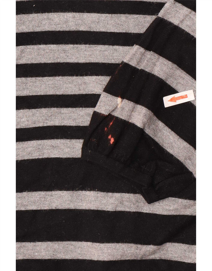 Marks & Spencer Womens Crop Cardigan Sweater UK 8 Small Grey Striped