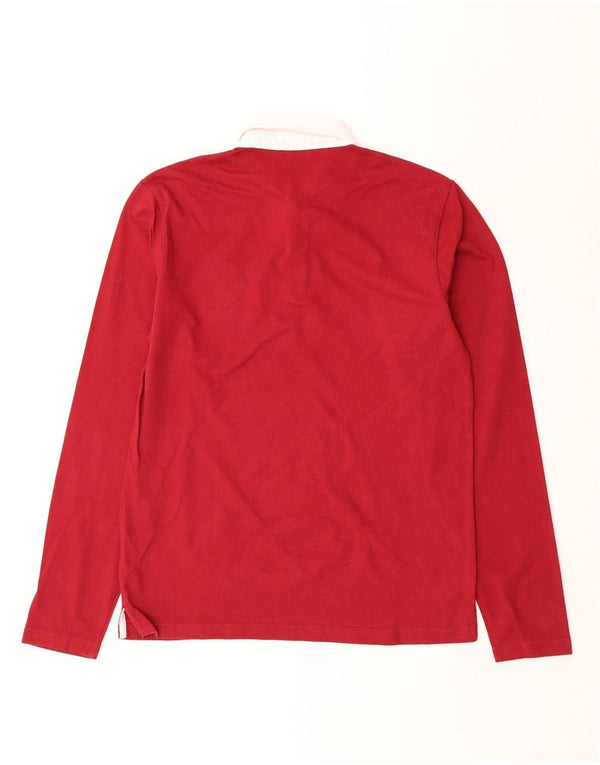 Guess Mens Long Sleeve Polo Shirt XS Red Cotton