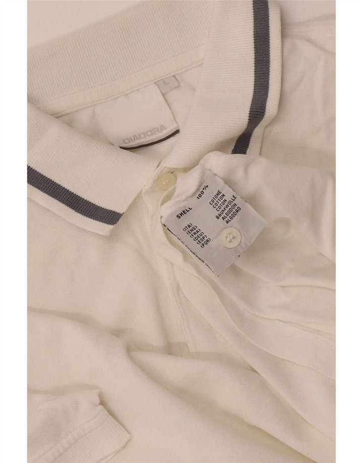 Diadora Mens Polo Shirt Large White Cotton