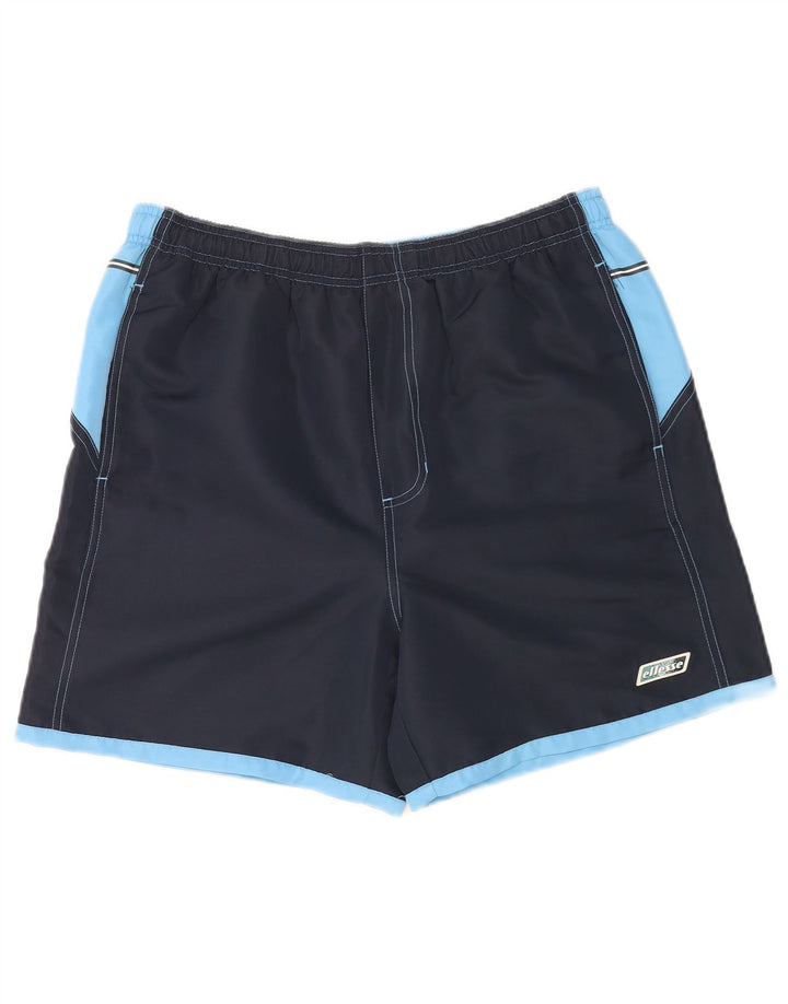 Pantaloncini da bagno grafici da uomo Ellesse, poliestere color block medio blu navy