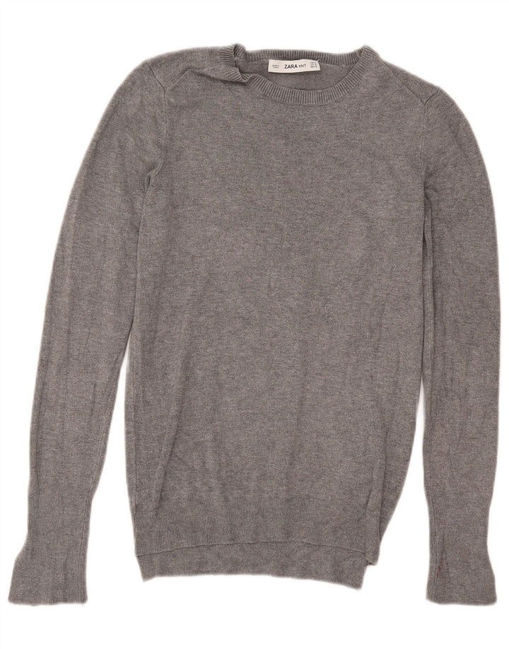 Zara Womens Boat Neck Jumper Sweater UK 12 Medium Grey Flecked