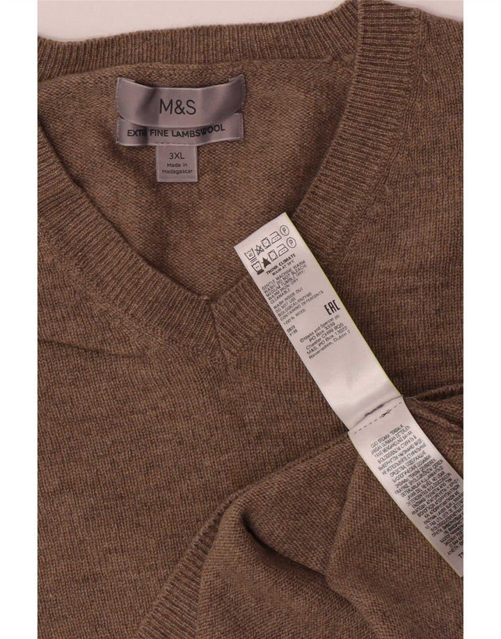 Marks & Spencer Herre V-hals sweater 3XL Beige Uld