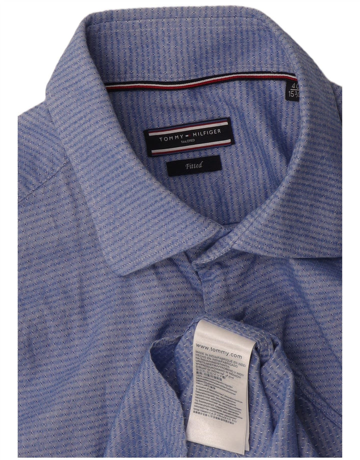 Tommy Hilfiger Mens Shirt Size 40 15 3/4 Medium Blue Geometric Cotton