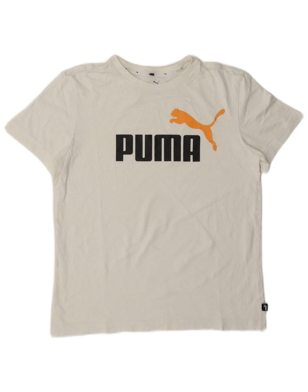 Puma Boys Graphic T-Shirt Top 15-16 Years Λευκό