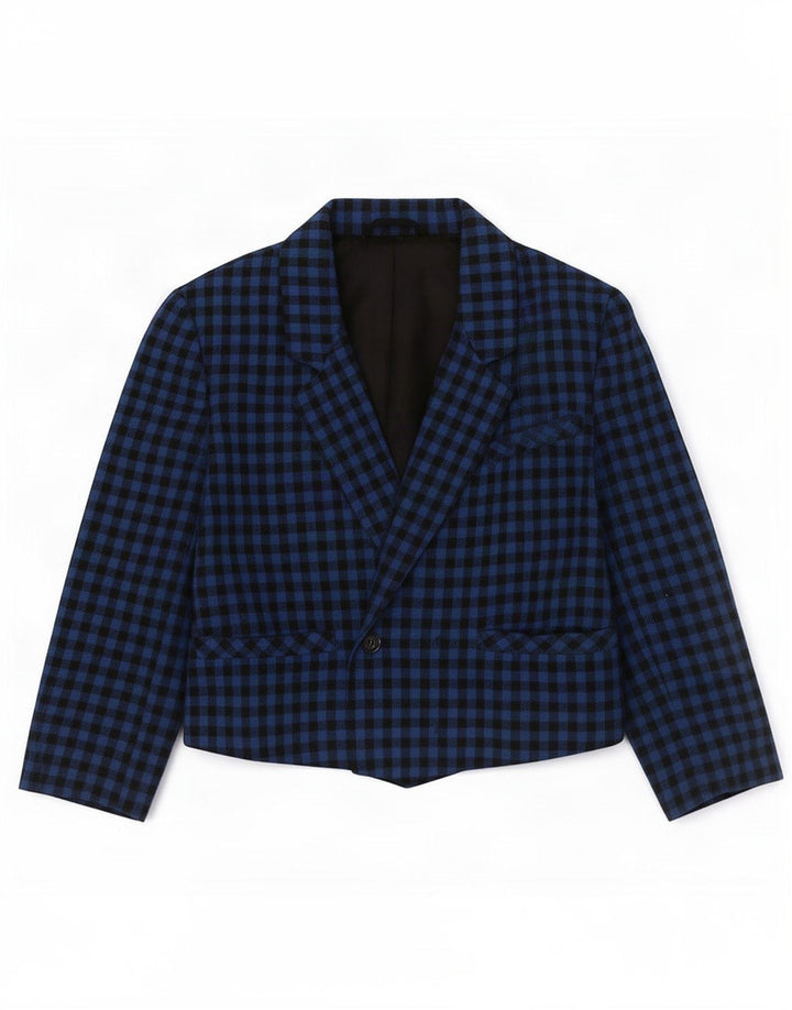Vintage γυναικείο σακάκι σακάκι με 1 κουμπί UK 14 Medium Blue Gingham