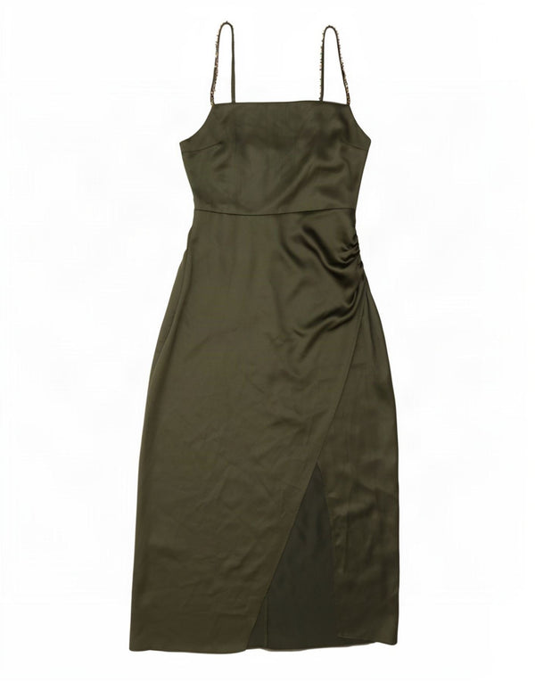 Zara Γυναικείο Αμάνικο Maxi Φόρεμα UK 10 Small Green Polyester