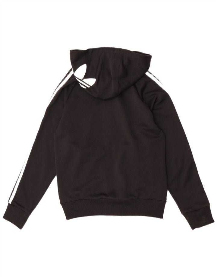 Adidas Womens Graphic Zip Hoodie Sweater IT 40 Small Black Polyester