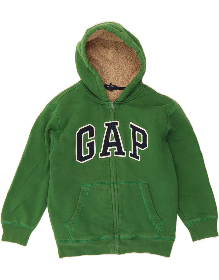 GAP Boys Graphic Zip Hoodie Sweater 8-9 Years Green Cotton Vintage Gap and Second-Hand Gap from Messina Hembry 