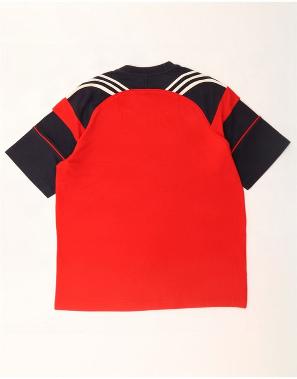 T-shirt da uomo Adidas Top UK 40/42 cotone color block rosso medio