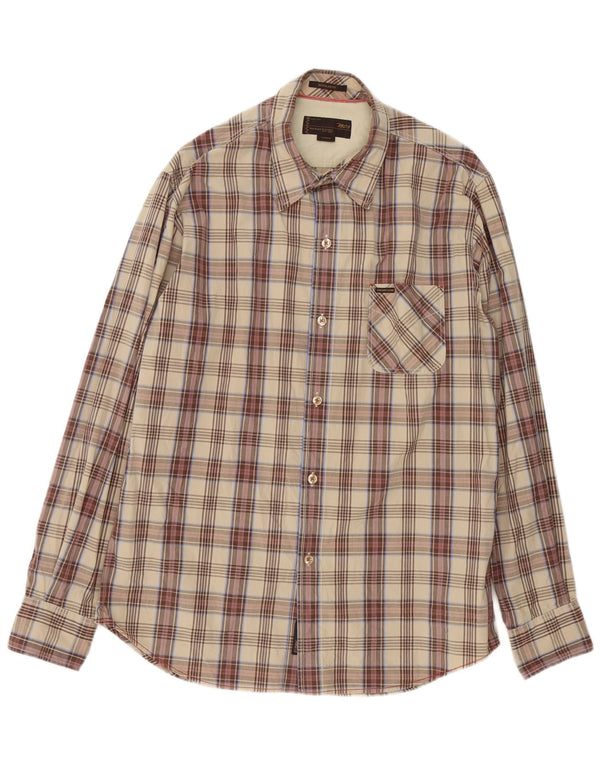 Marlboro Classics Mens Shirt Large Brown Check Cotton