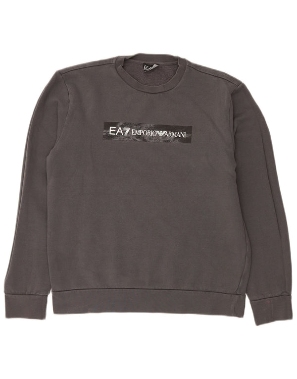 Emporio Armani Mens Graphic Sweatshirt Jumper Medium Grey Cotton