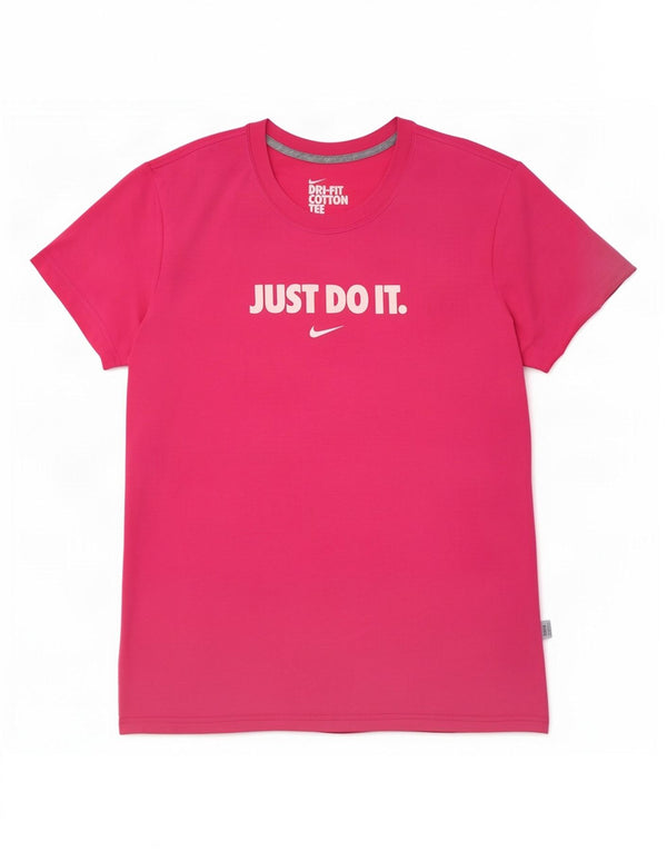 Nike Womens Dri Fit Graphic T-Shirt Top UK 20/22 XL Pink Cotton