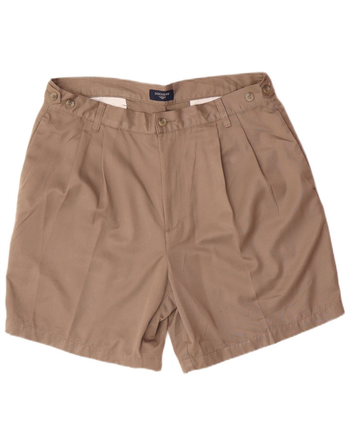 DOCKERS Pantaloncini chino con pegging da uomo W36 Large Marrone Poliestere