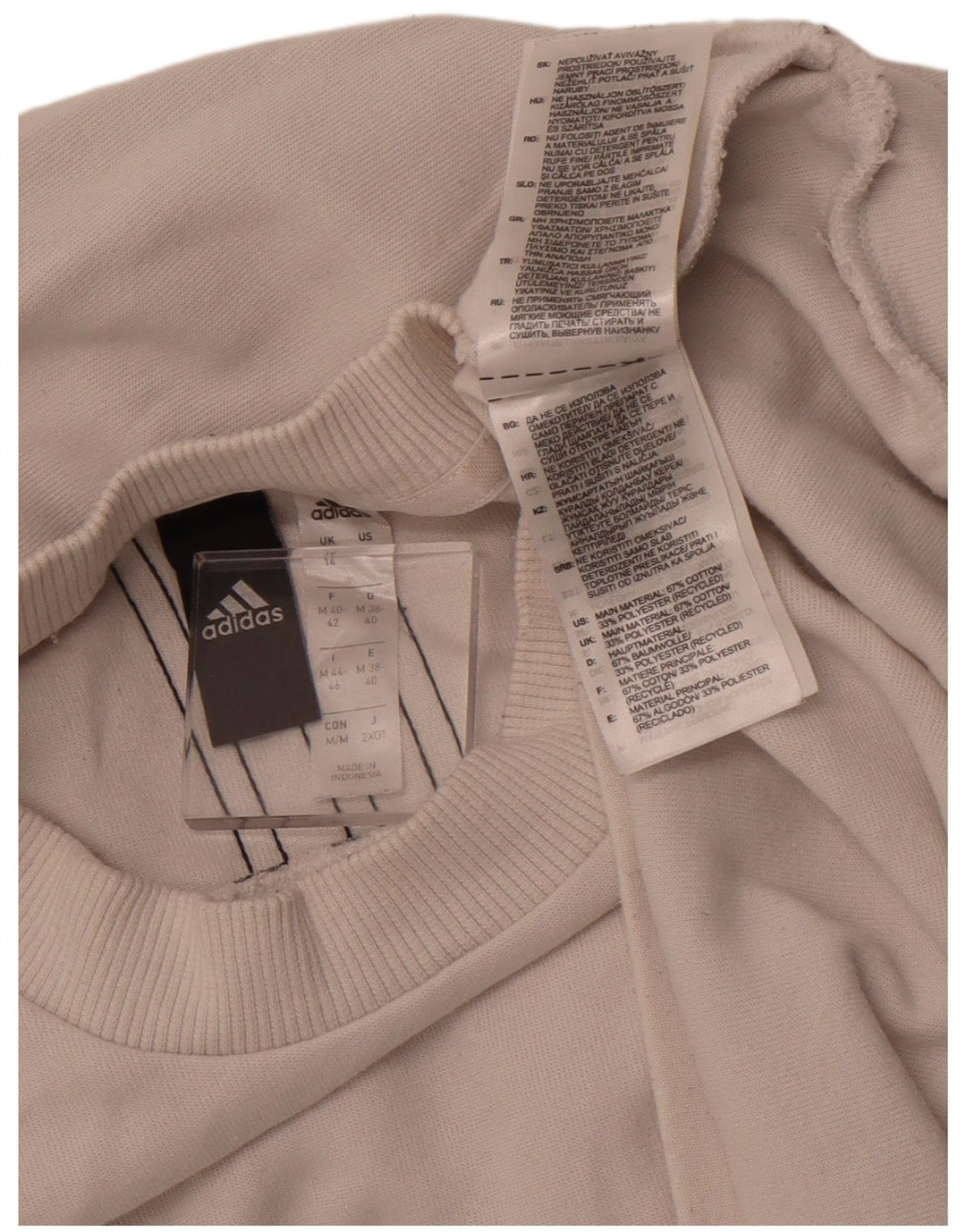 ADIDAS Womens Crop Oversized Sweatshirt Jumper UK 12/14 Medium Off White