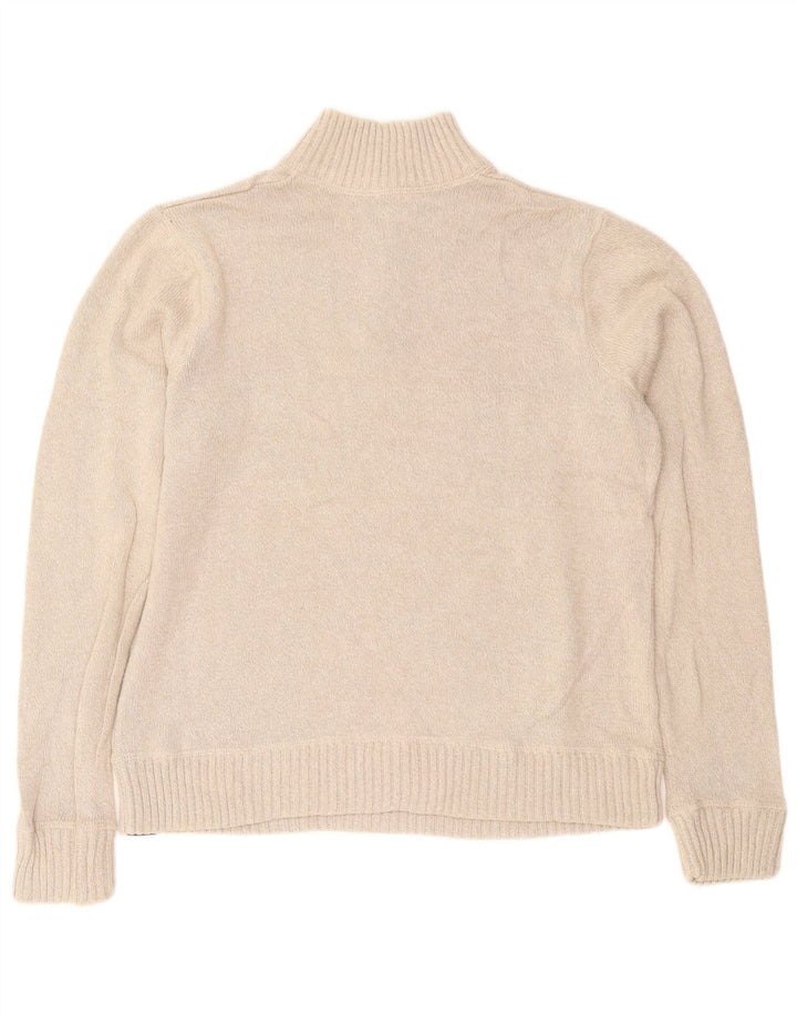 Eddie Bauer Mens Zip Neck Jumper Sweater Large Beige Cotton