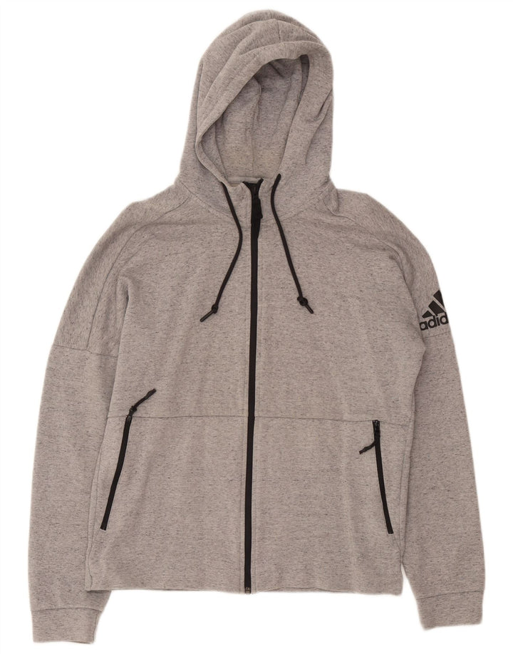 Adidas Mens Graphic Zip Hoodie Sweater Medium Grey Flecked
