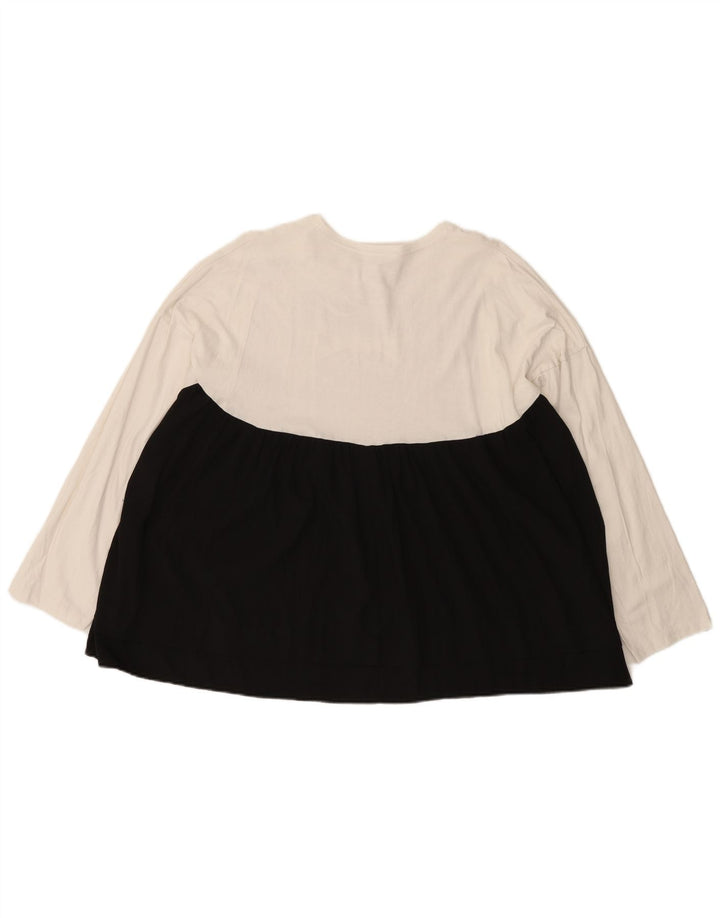 Zara Womens Oversized Top Long Sleeve UK 14 Medium White Colourblock