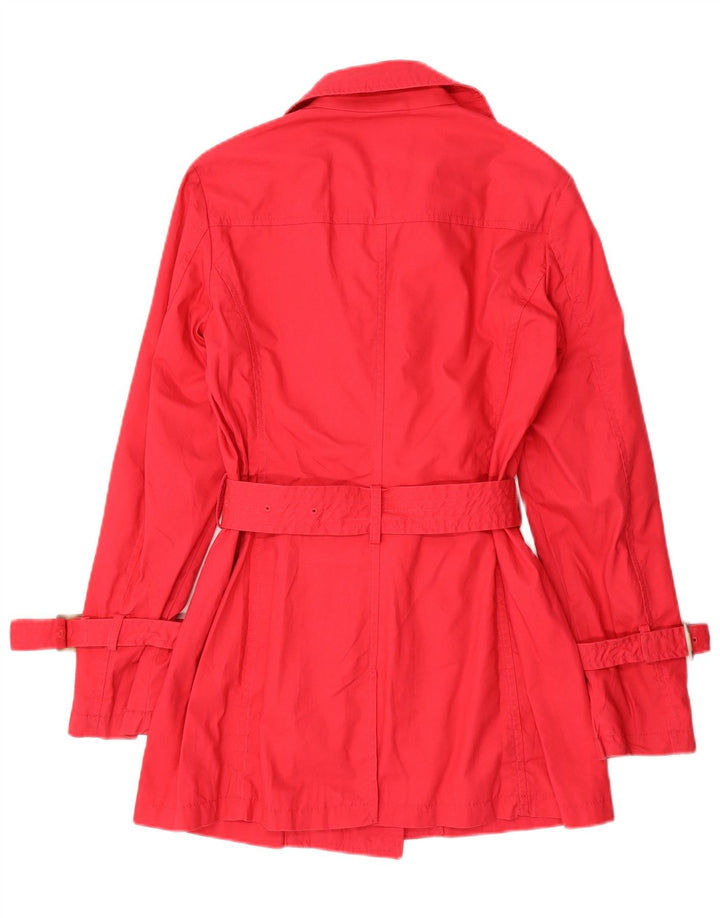 BENETTON Womens Trench Coat IT 40 Small Red Cotton