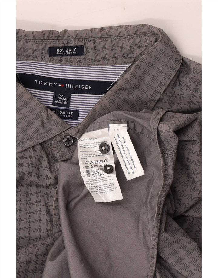 Tommy Hilfiger Mens Custom Fit Shirt 2XL Grey Houndstooth Cotton