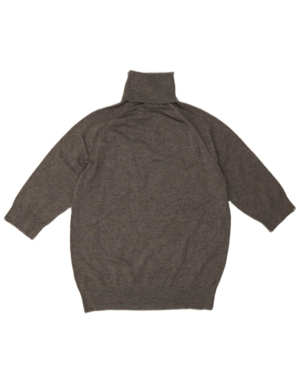 Zara Womens 3/4 Sleeve Roll Neck Jumper Sweater UK 12 Medium Grey