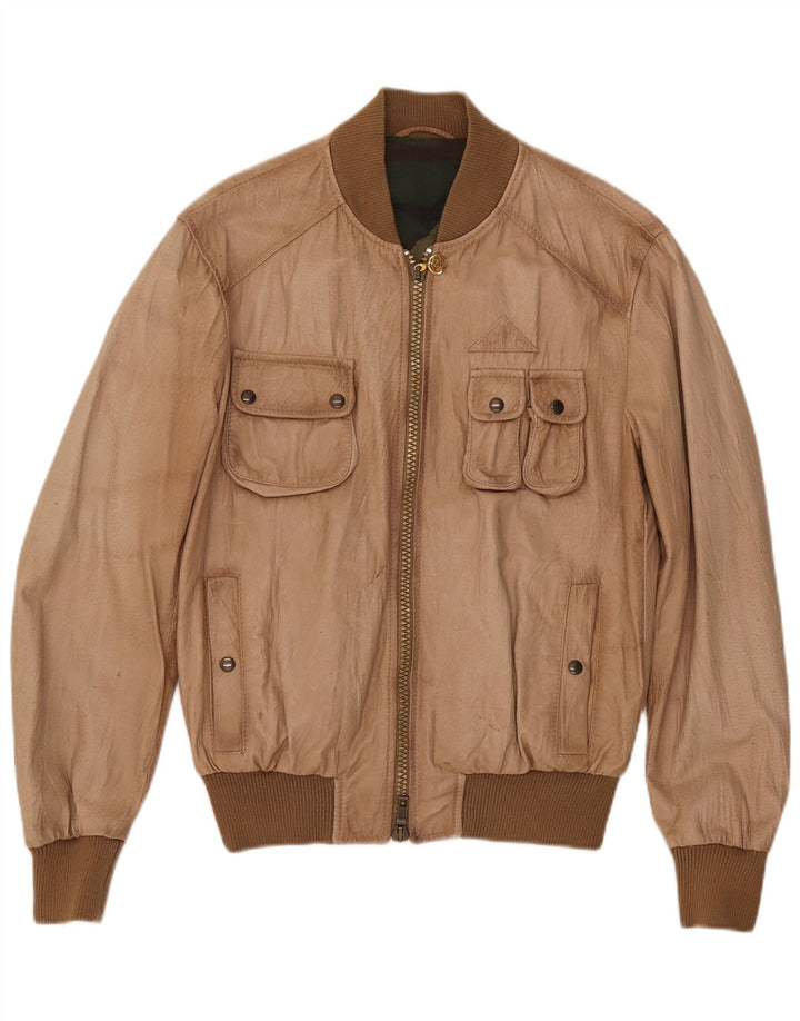 Vintage Mens Leather Jacket IT 50 Large Brown
