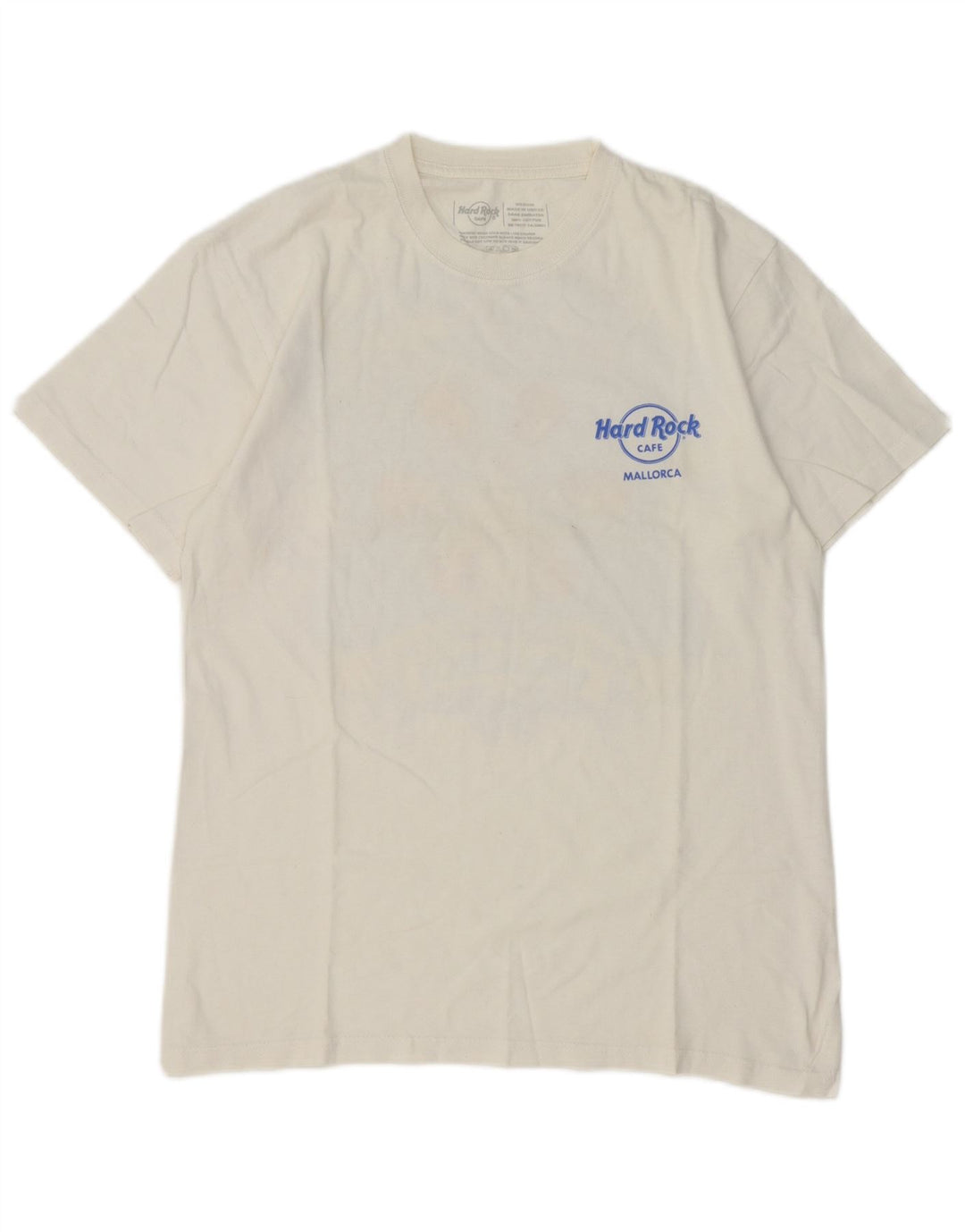 Hard Rock Cafe Mens Mallorca Graphic T-Shirt Top Medium White Cotton