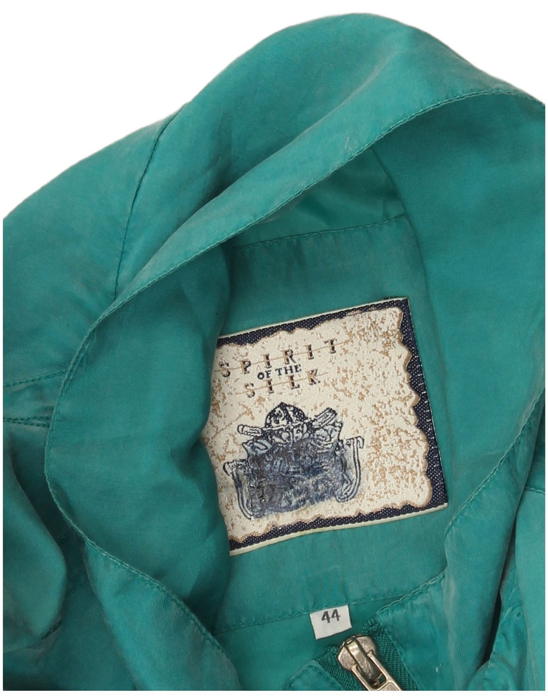 Vintage Womens Overcoat IT 44 Medium Turquoise Silk