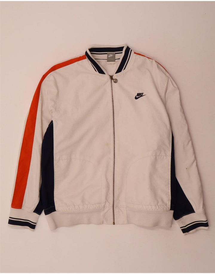 Nike Mens Tracksuit Top Jacket UK 45/47 XL White Colourblock Polyester