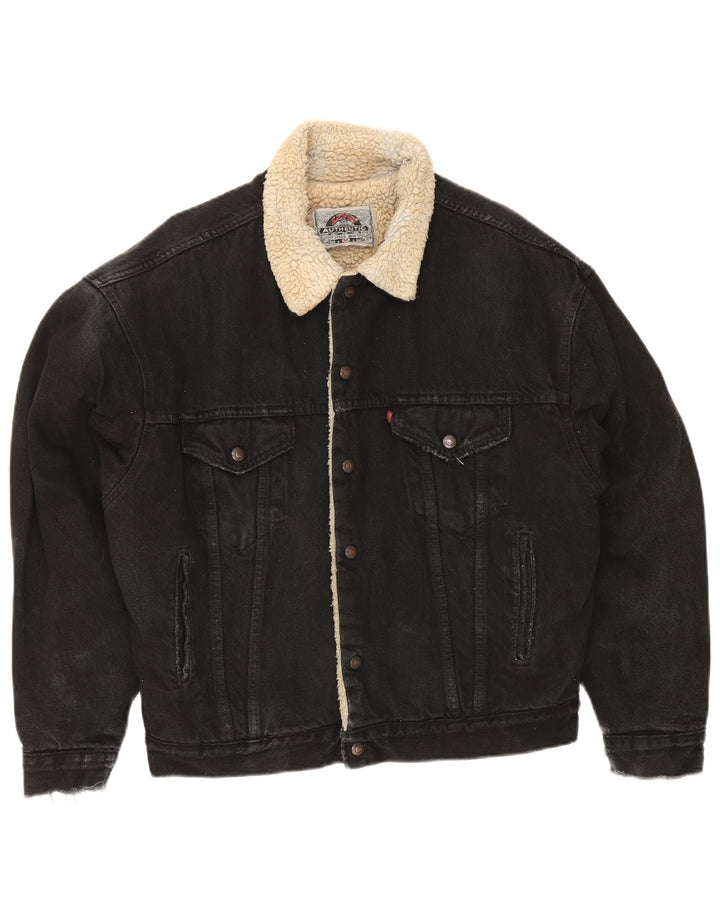 Levi's Mens Denim Sherpa Jacket UK 38 Medium Black
