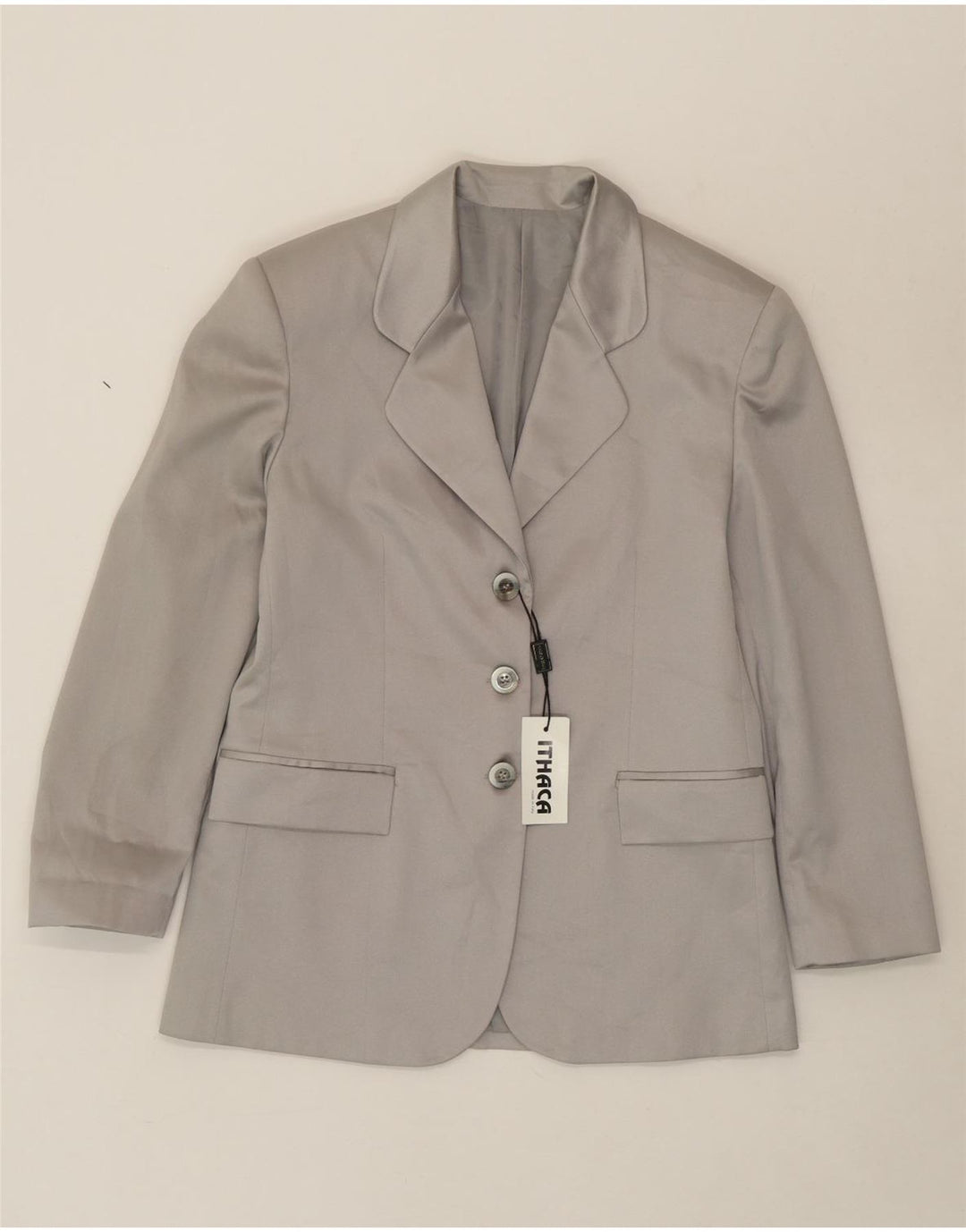 ITHACA Womens 3 Button Blazer Jacket IT 42 Medium Grey Vintage Ithaca and Second-Hand Ithaca from Messina Hembry 