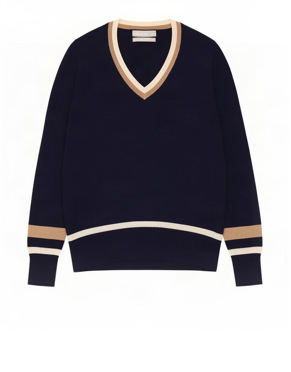 Marks & Spencer Dame V-hals sweater UK 12 Medium Navy Blue