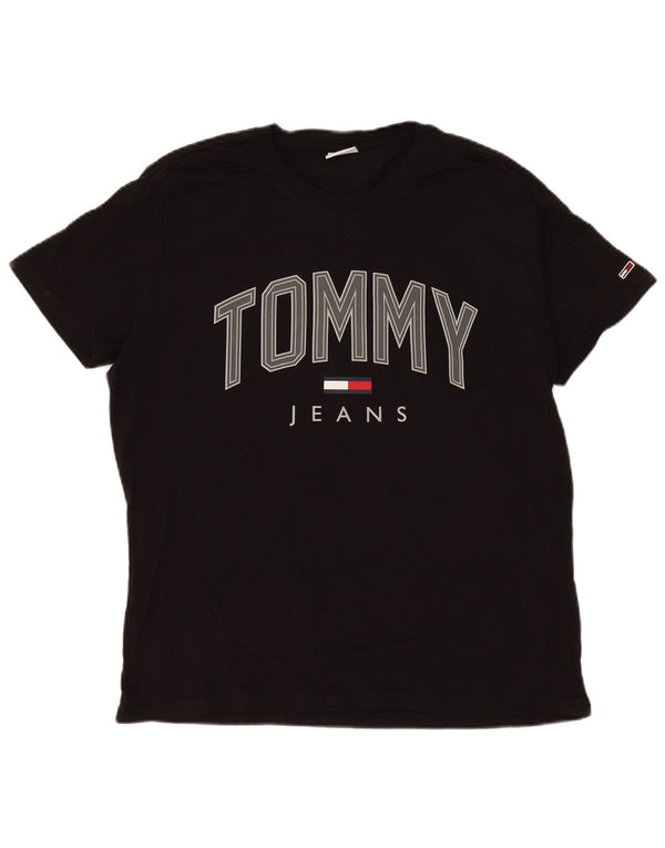 Tommy Hilfiger Herre Grafisk T-Shirt Top XL Sort Bomuld