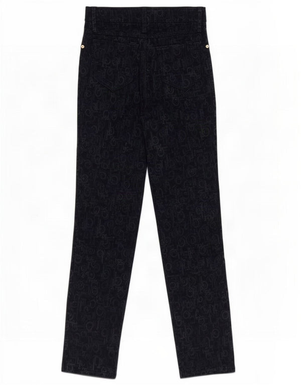 Roccobarocco Womens Graphic Casual Trousers IT 40 Small W26 L29 Navy Blue